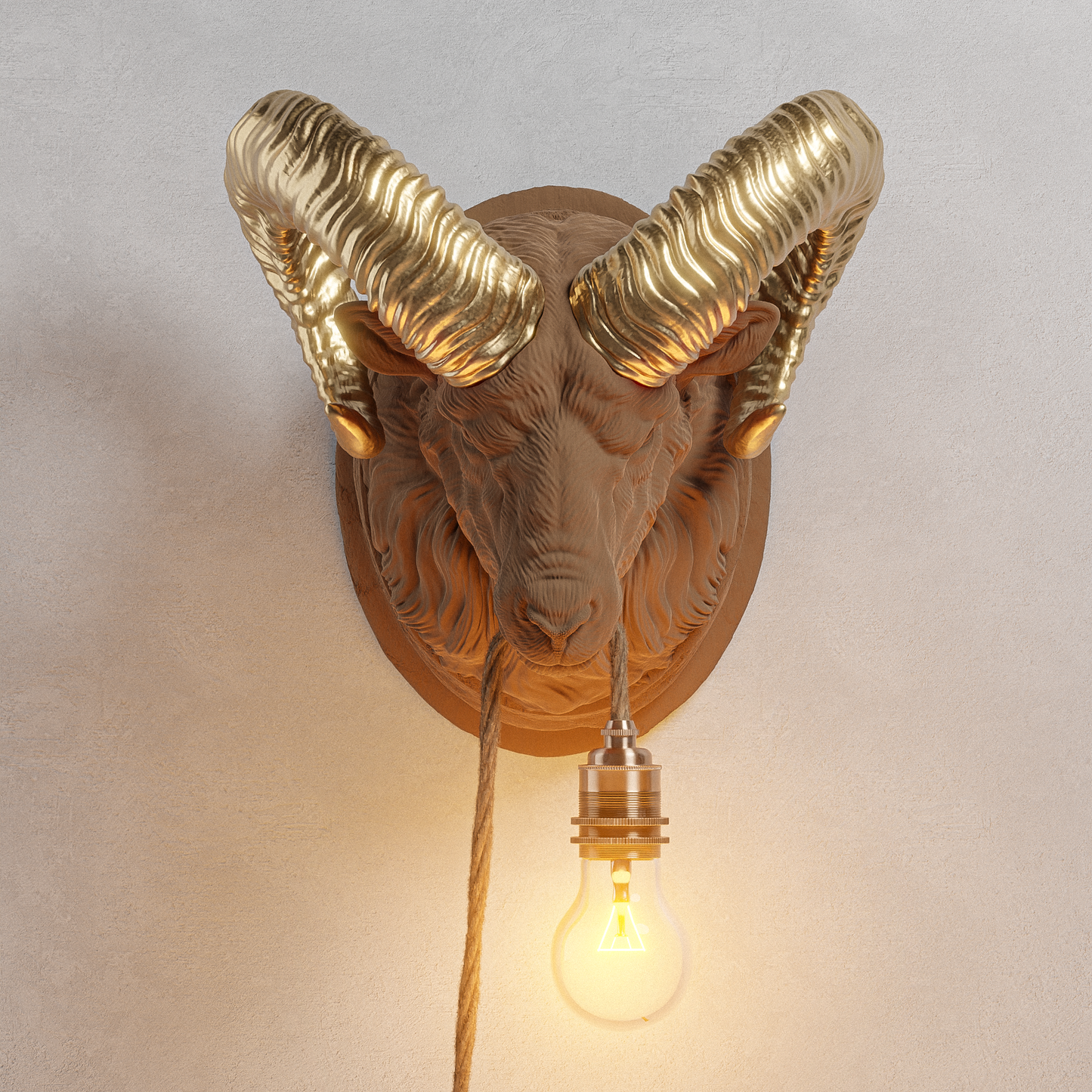 Lampada Ariete Sandalo/Oro 30% Fibre di Legno