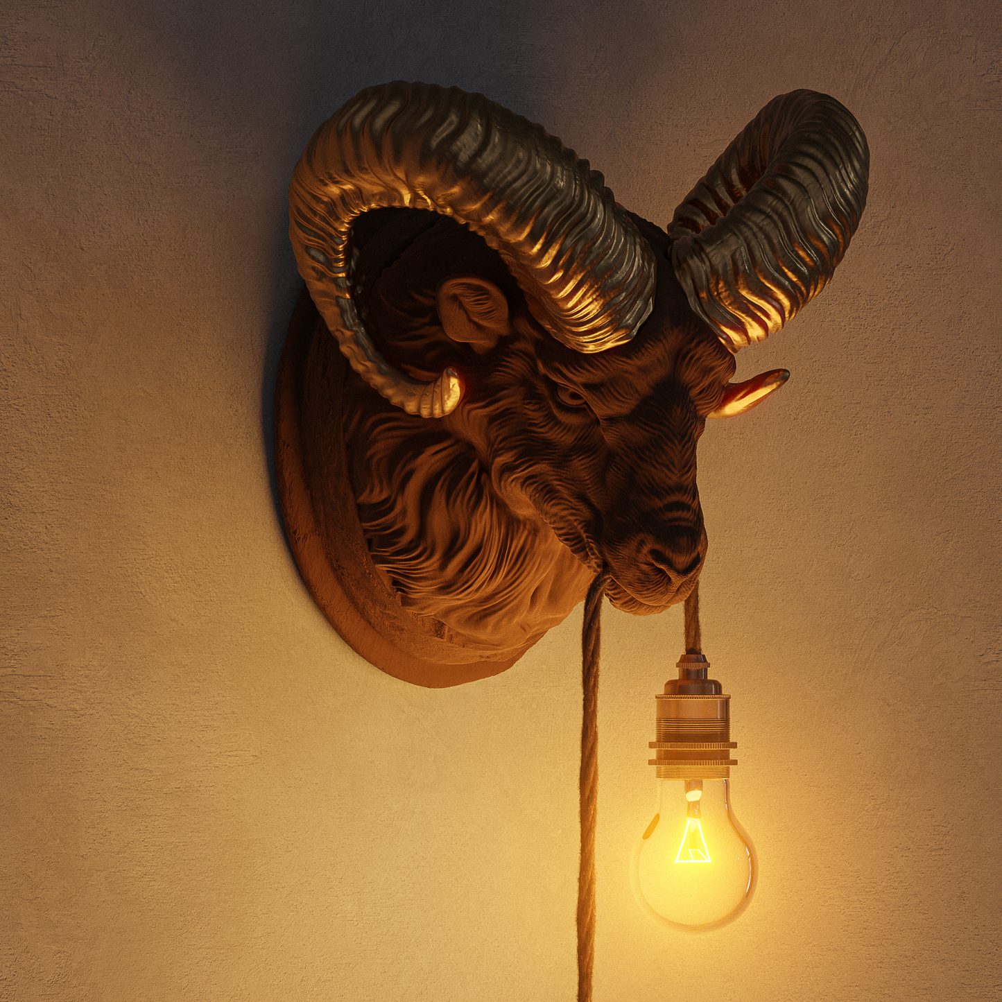 Lampada Ariete Sandalo/Oro 30% Fibre di Legno