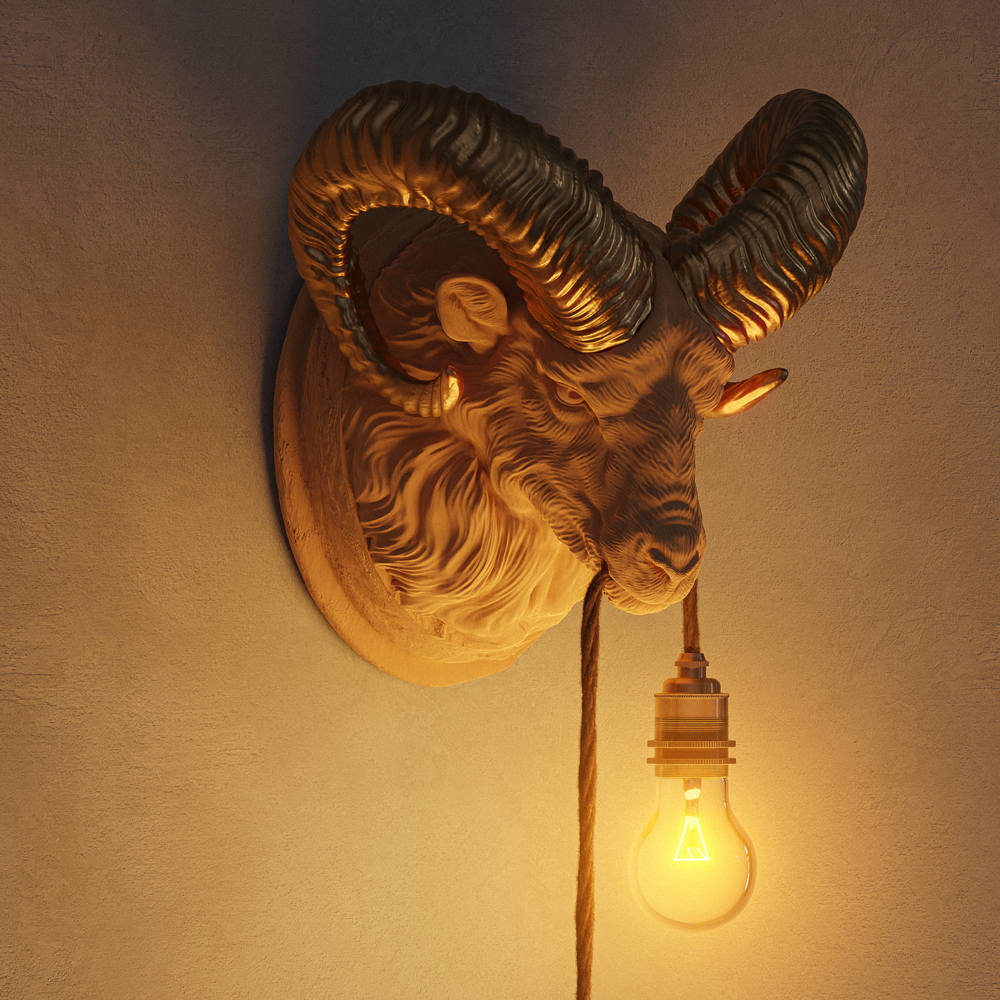 Lampada Ariete Rovere/Oro 30% Fibre di Legno