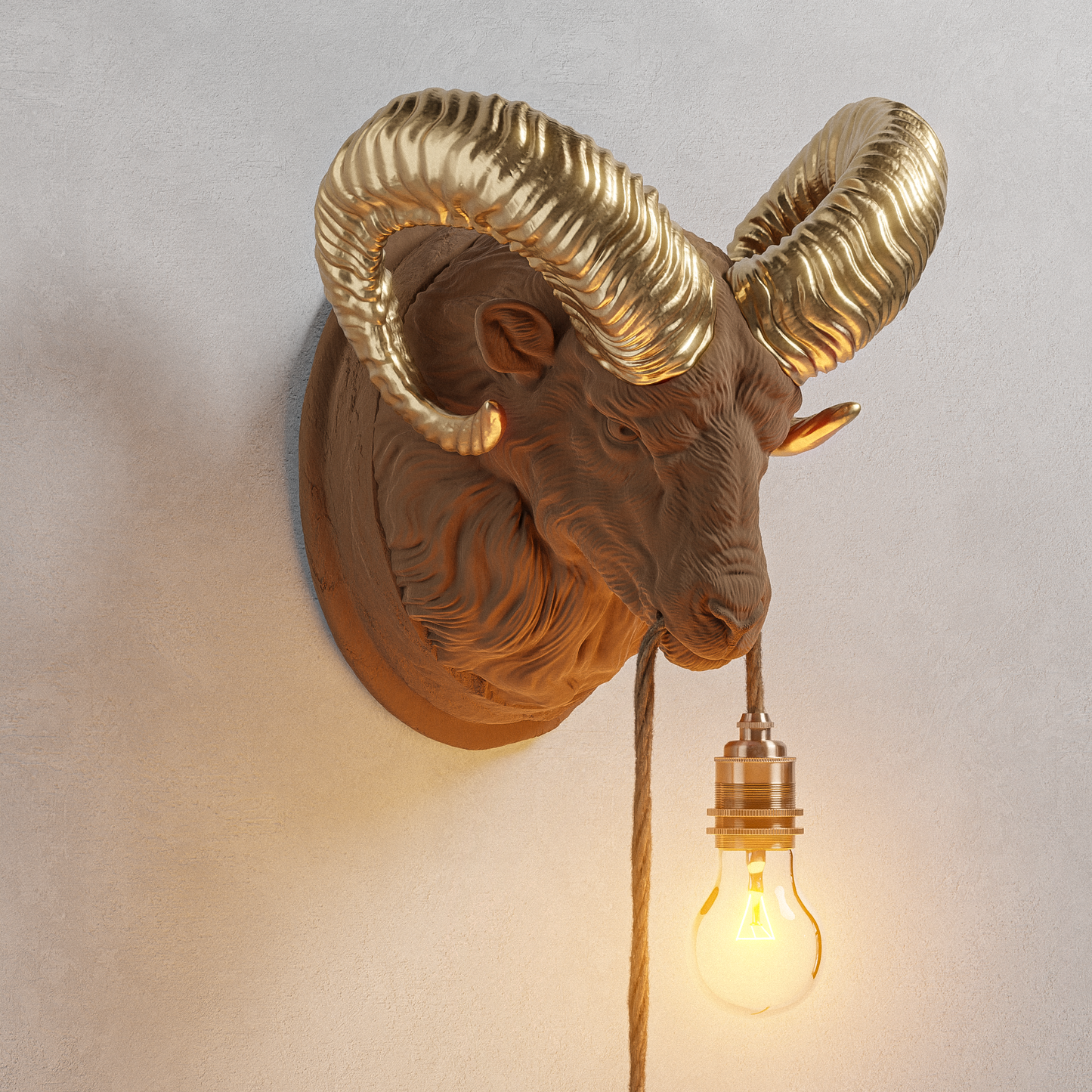 Lampada Ariete Sandalo/Oro 30% Fibre di Legno