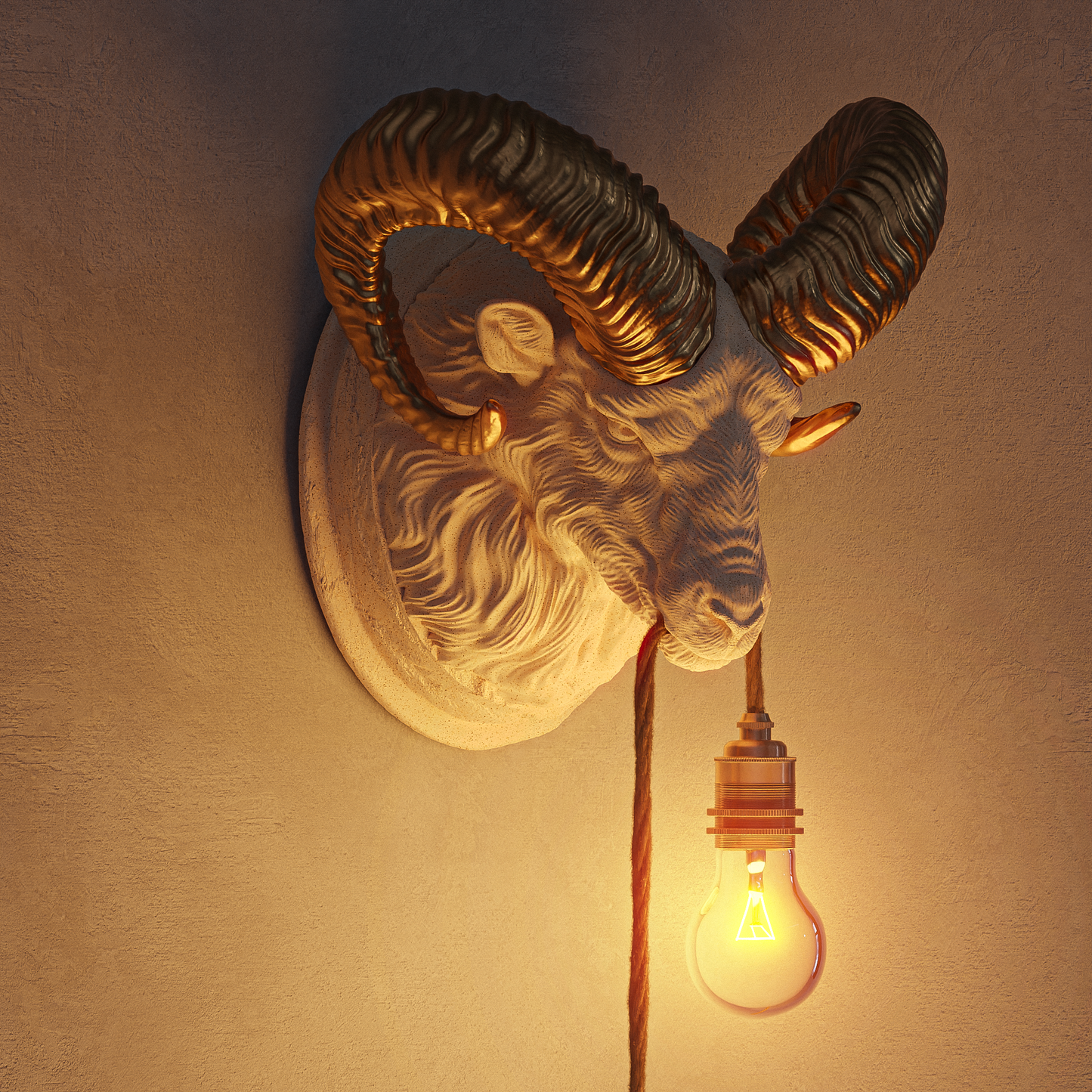 Lampada Ariete Travertino/Oro