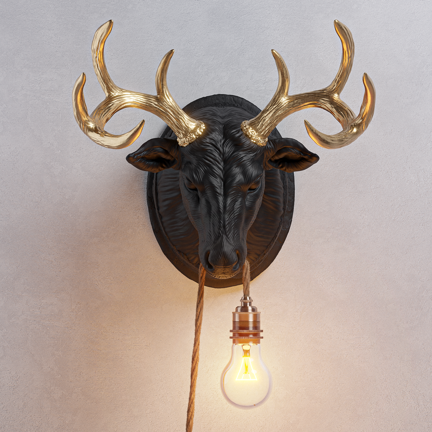 Lampada Cervo Nero/Oro