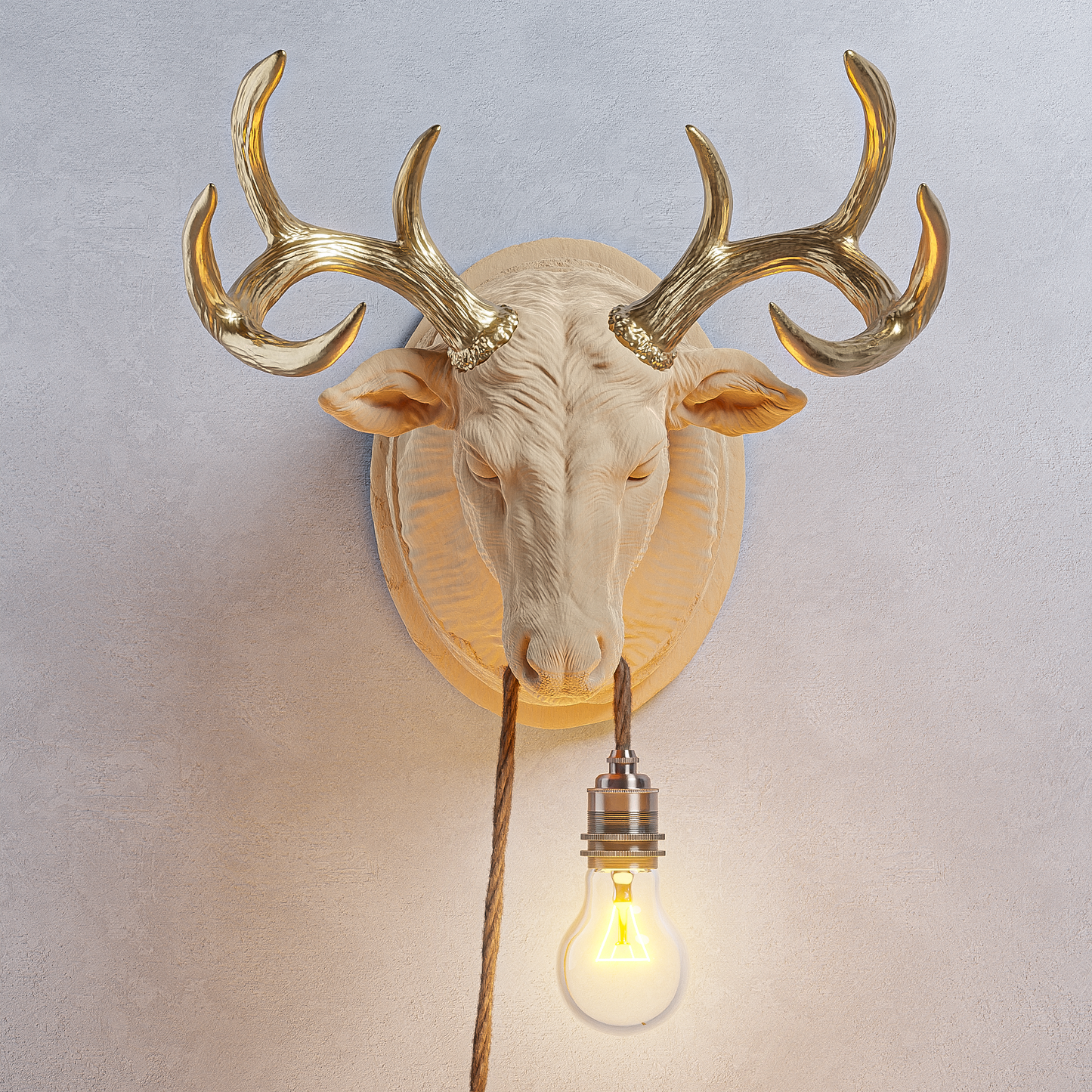 Lampada Cervo Rovere/Oro 30% Fibre di Legno