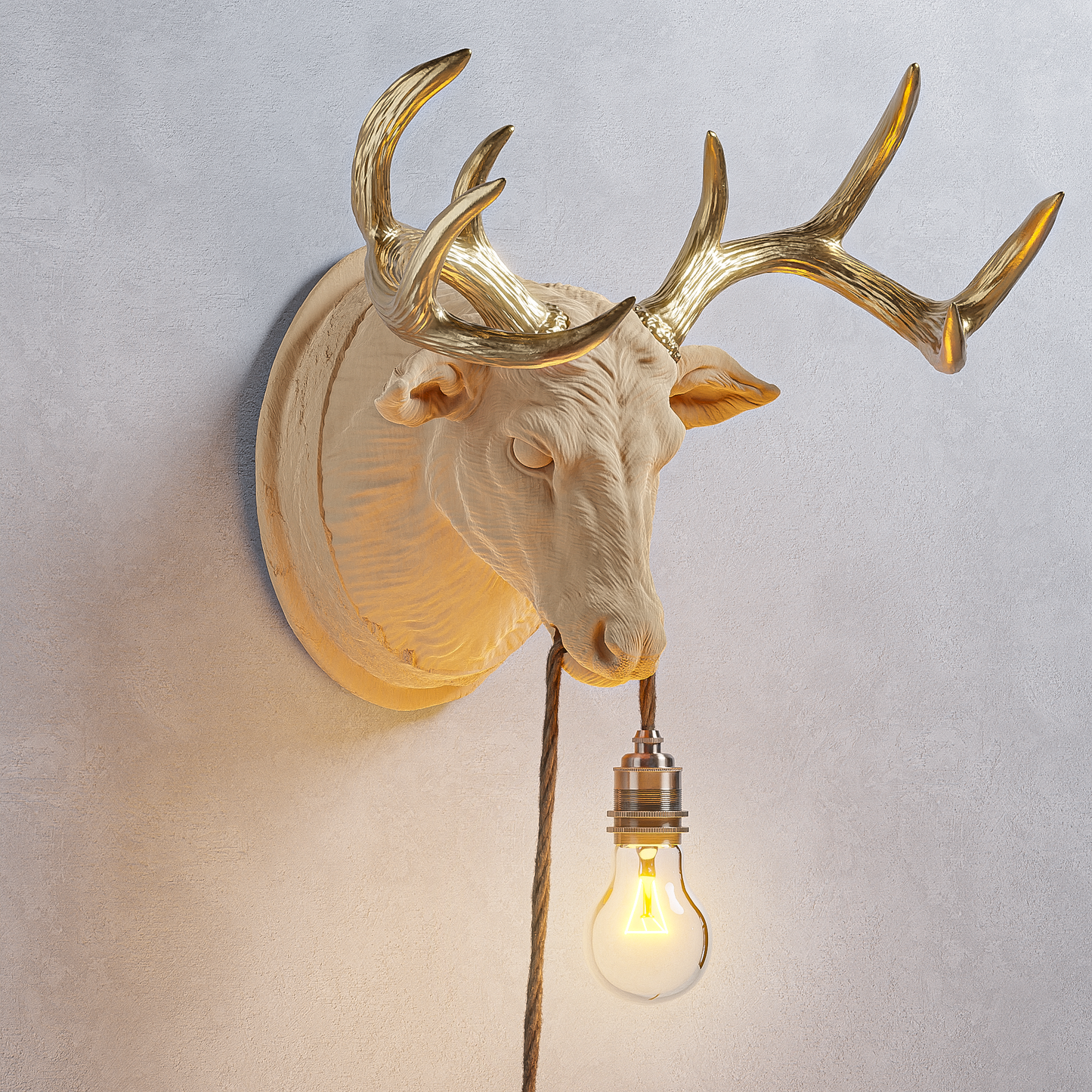 Lampada Cervo Rovere/Oro 30% Fibre di Legno