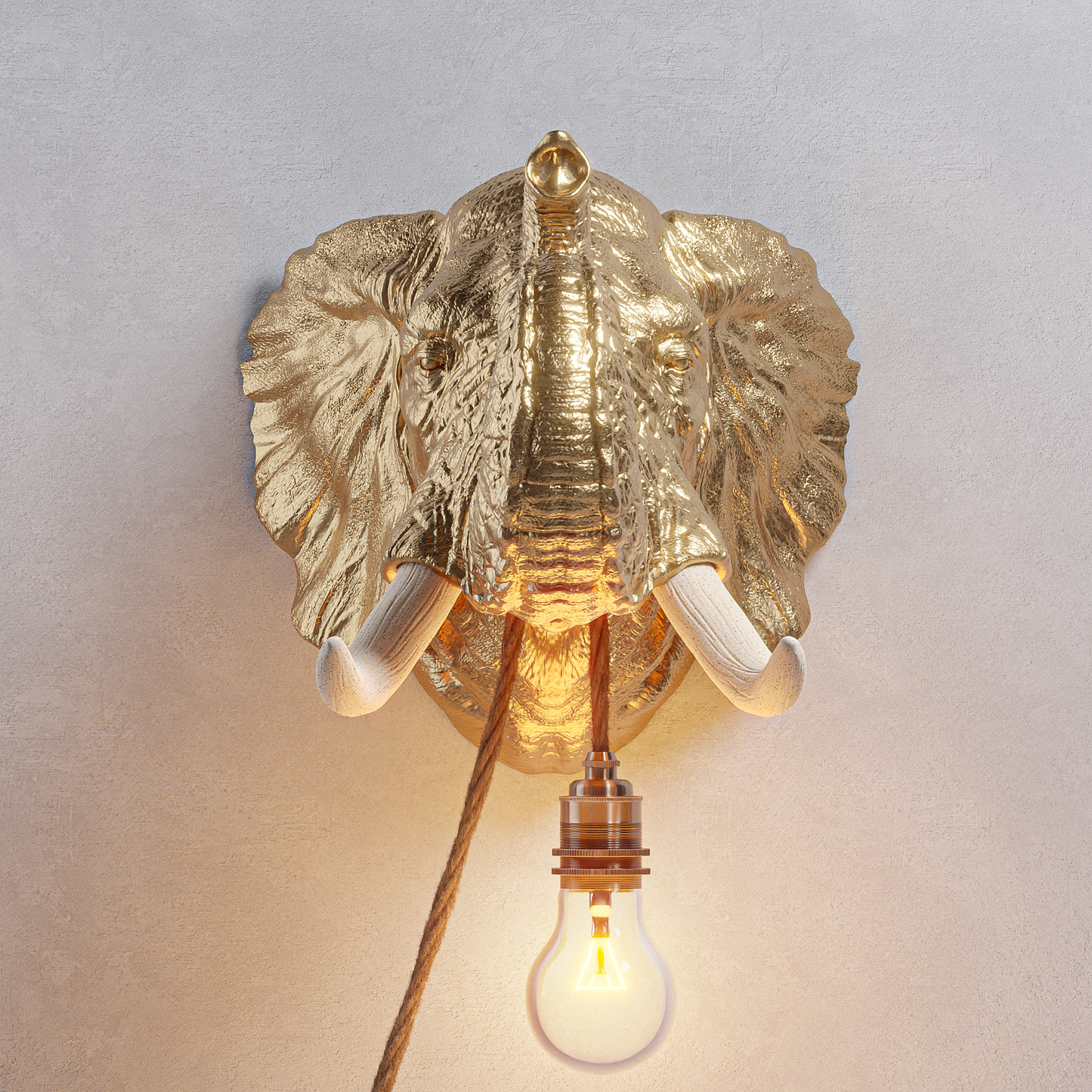 Lampada Elefante Oro/Travertino