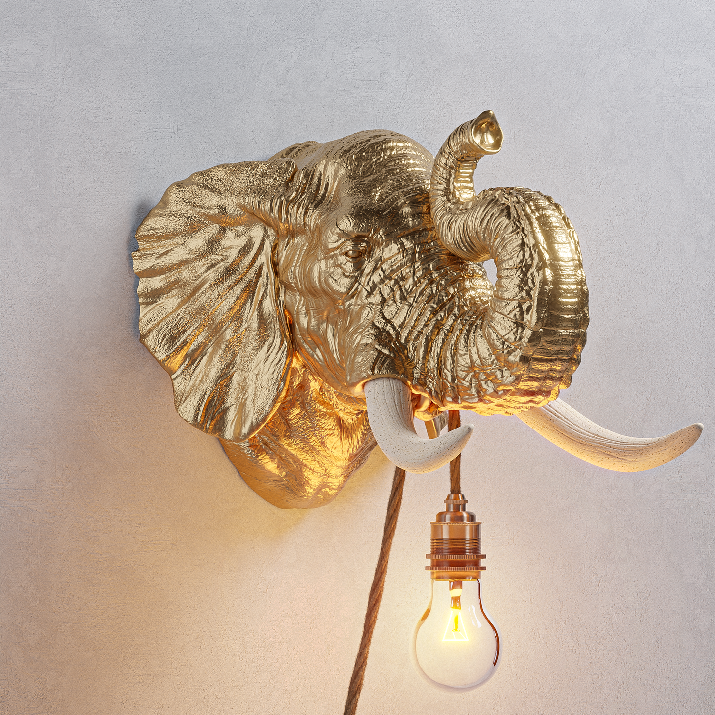 Lampada Elefante Oro/Travertino