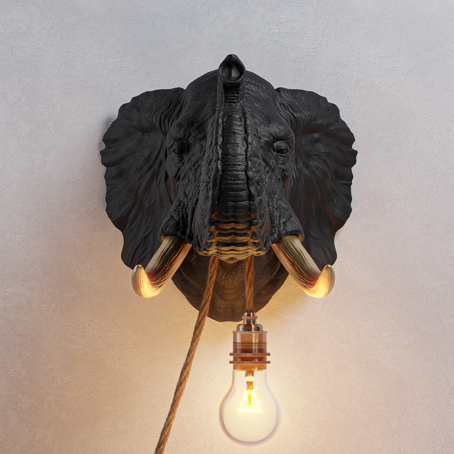 Lampada Elefante Nero/Oro