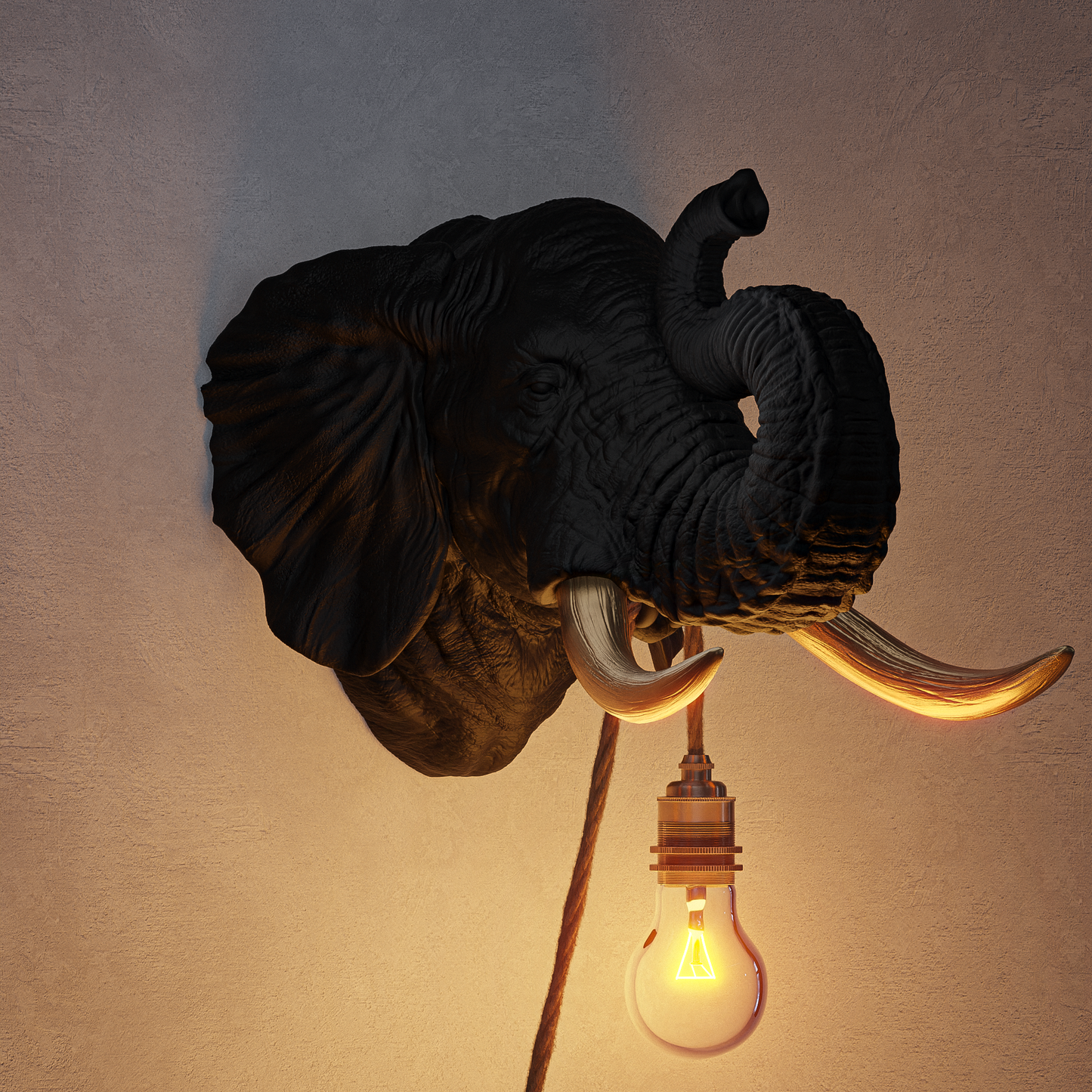 Lampada Elefante Nero/Oro