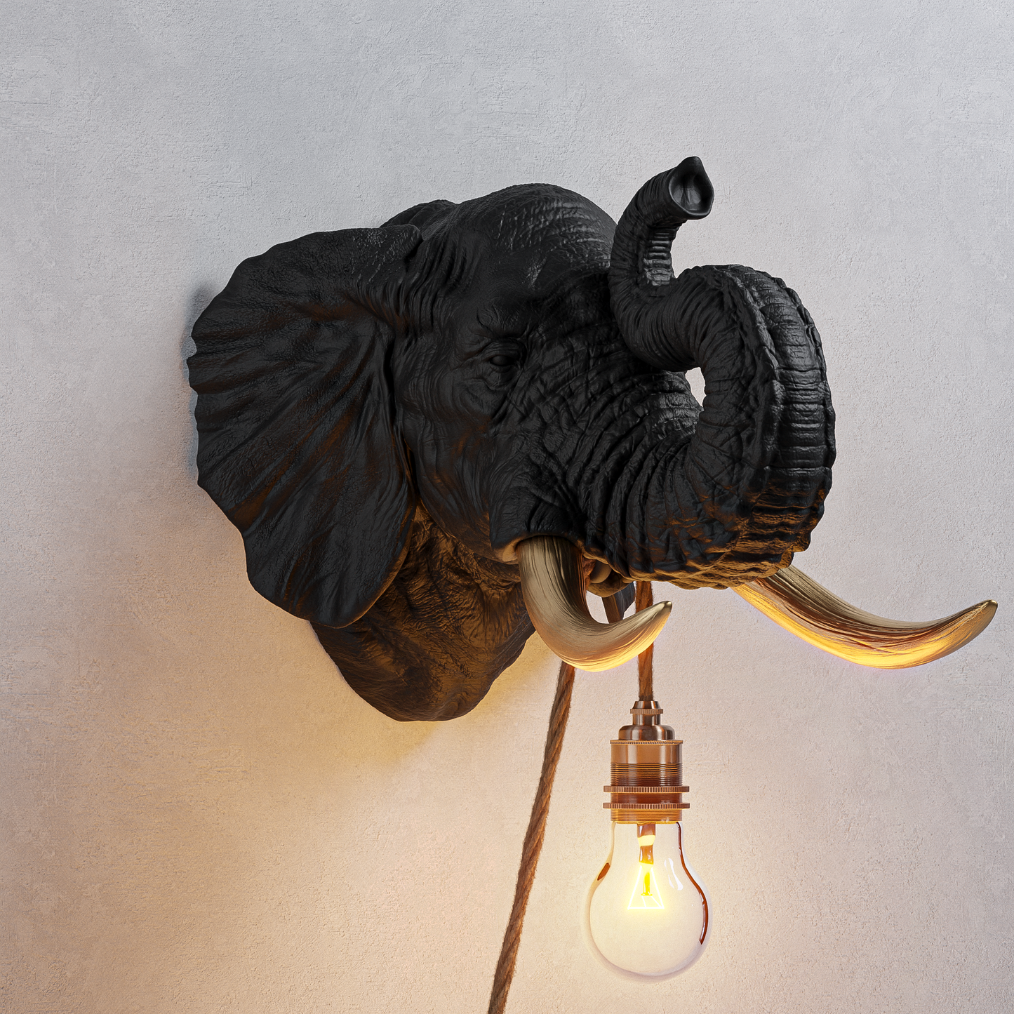 Lampada Elefante Nero/Oro
