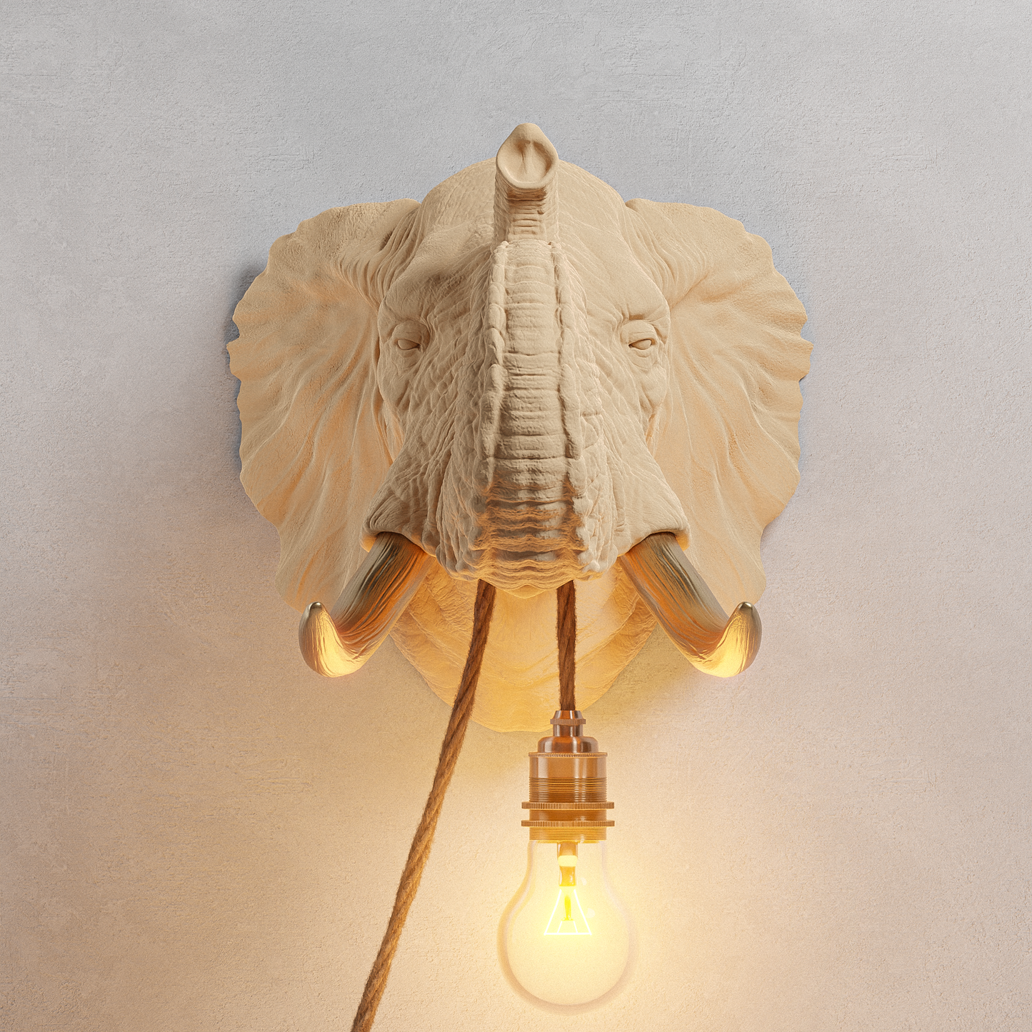 Lampada Elefante Rovere/Oro 30% Fibre di Legno