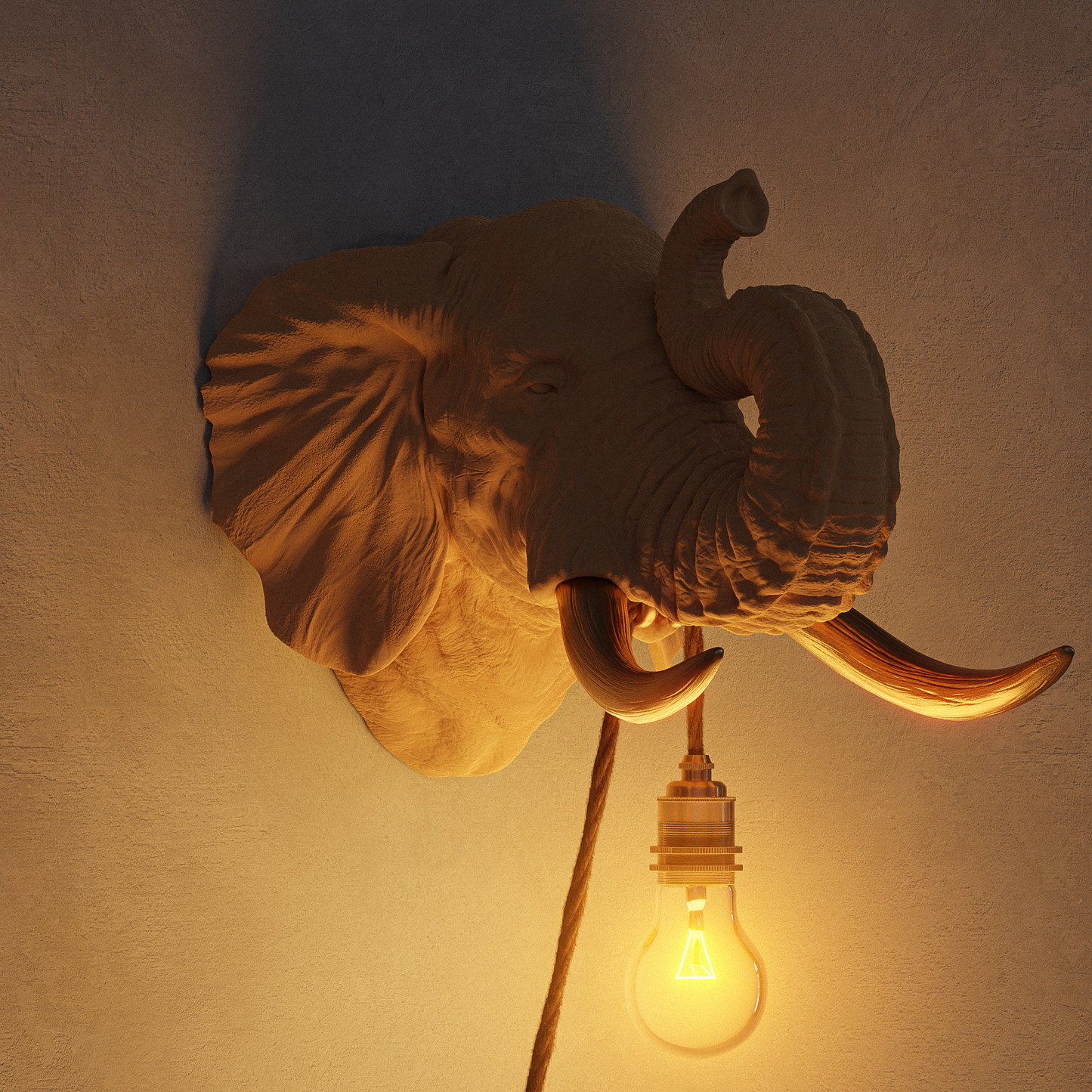 Lampada Elefante Rovere/Oro 30% Fibre di Legno