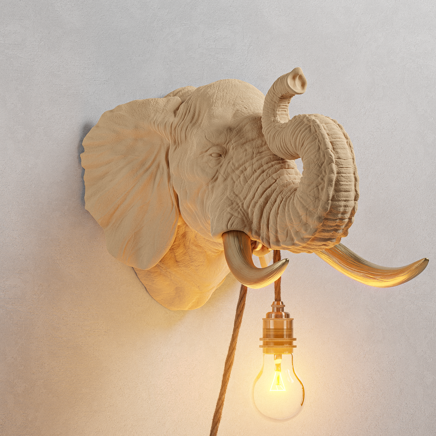 Lampada Elefante Rovere/Oro 30% Fibre di Legno