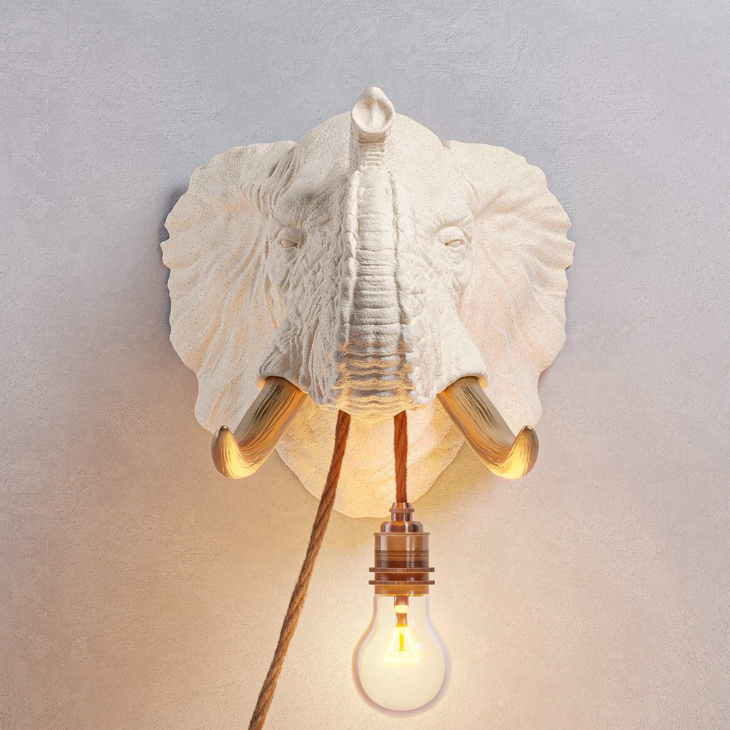 Lampada Elefante Travertino/Oro