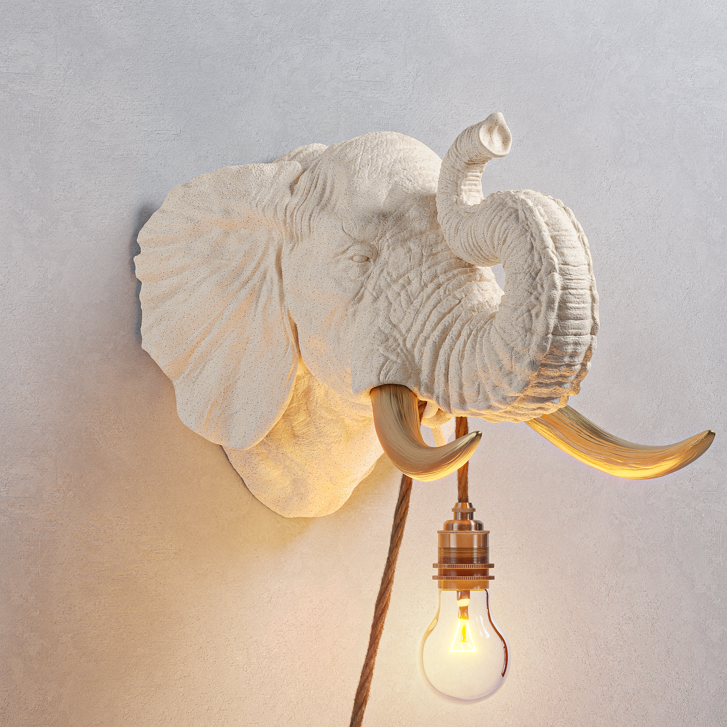 Lampada Elefante Travertino/Oro