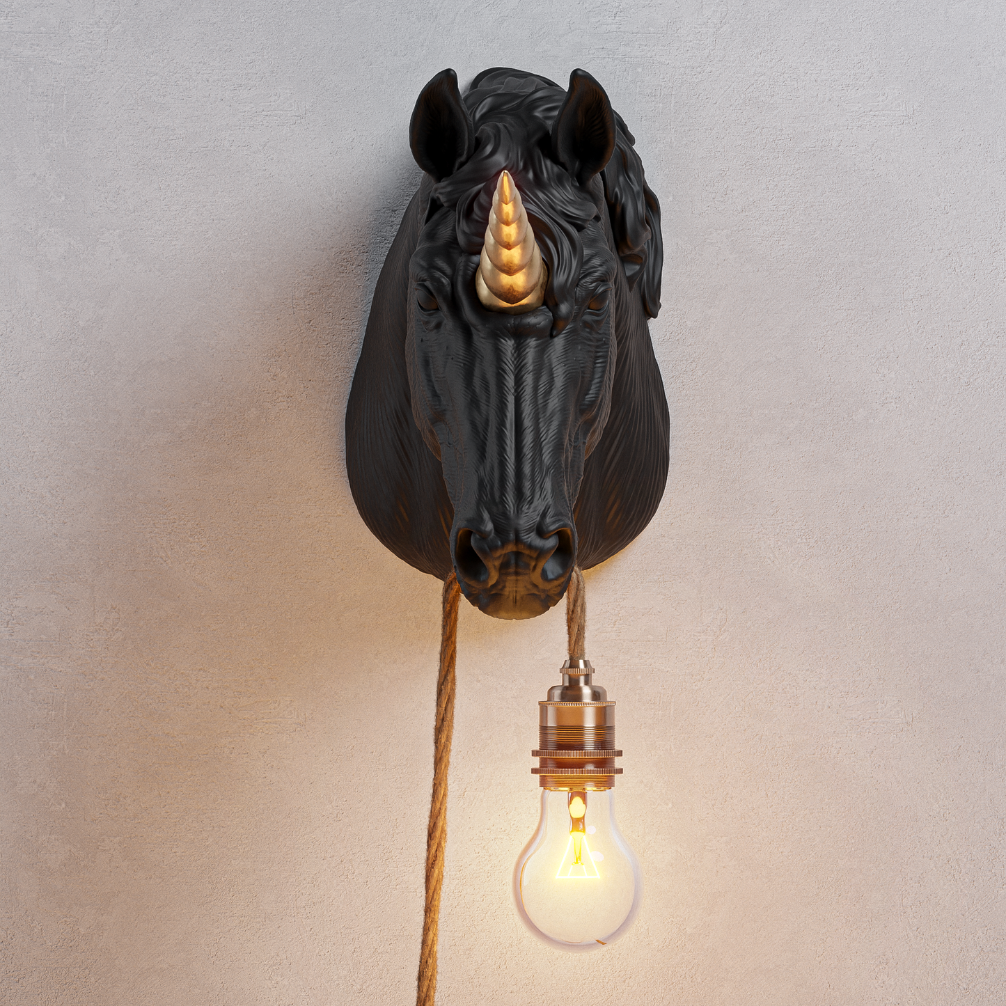 Lampada Unicorno Nero/Oro
