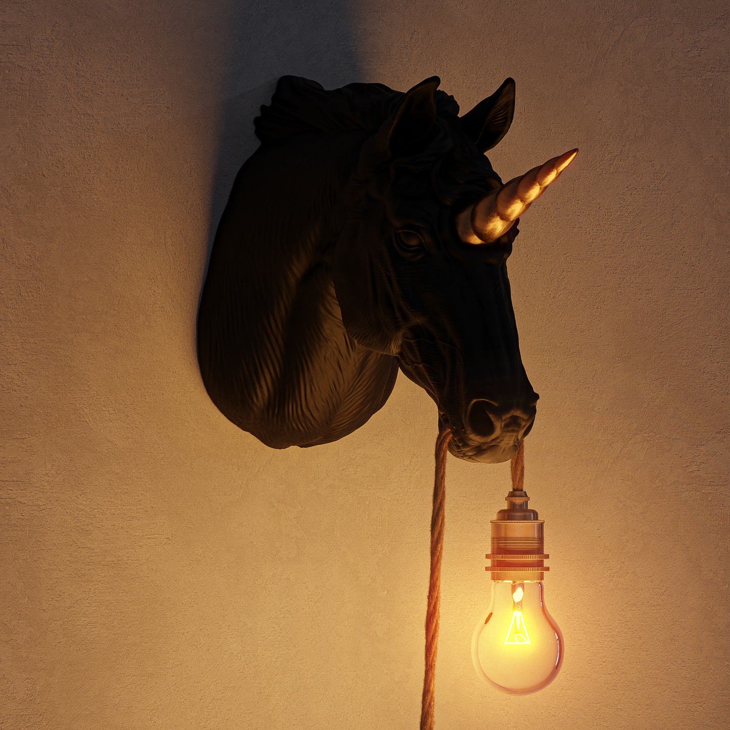 Lampada Unicorno Nero/Oro