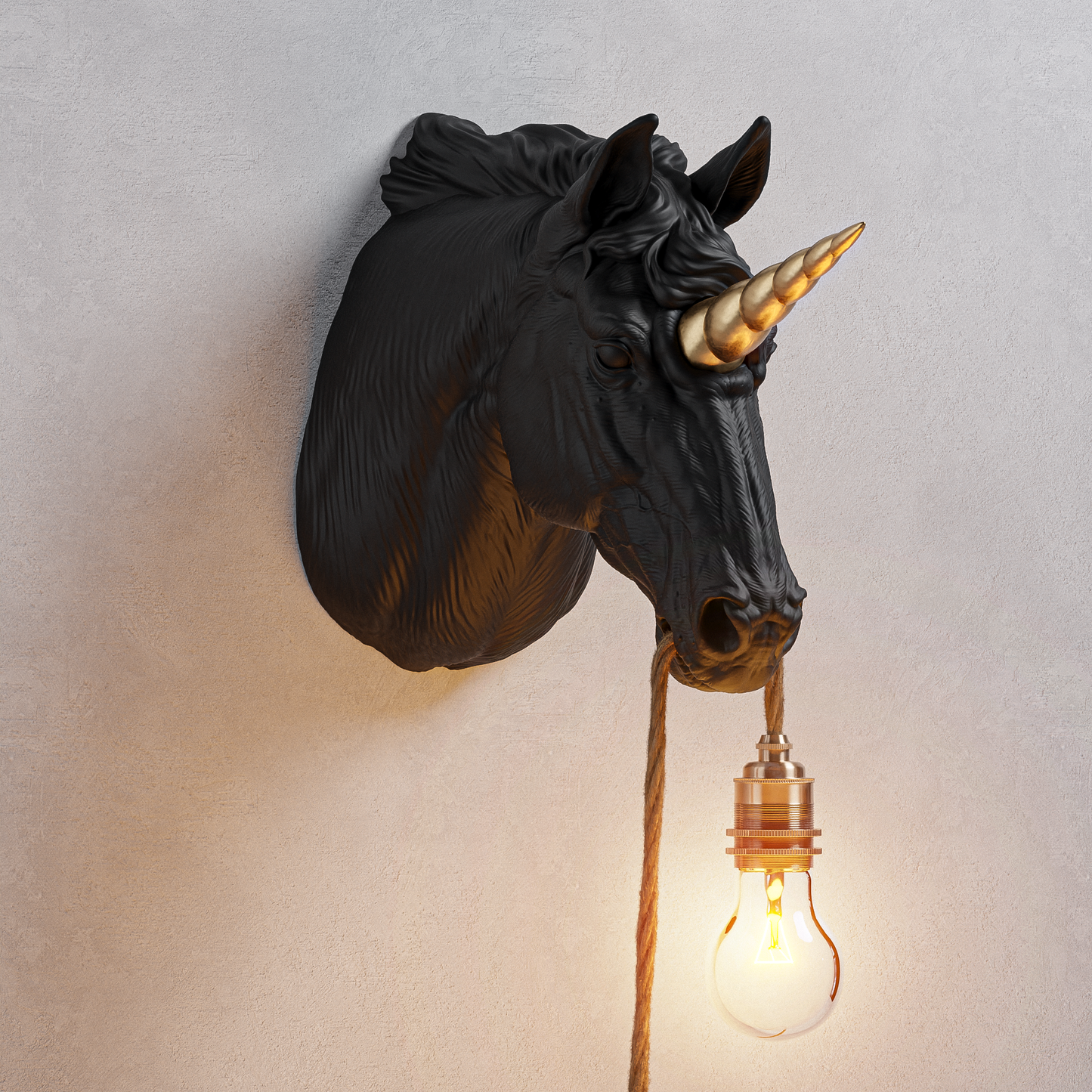 Lampada Unicorno Nero/Oro
