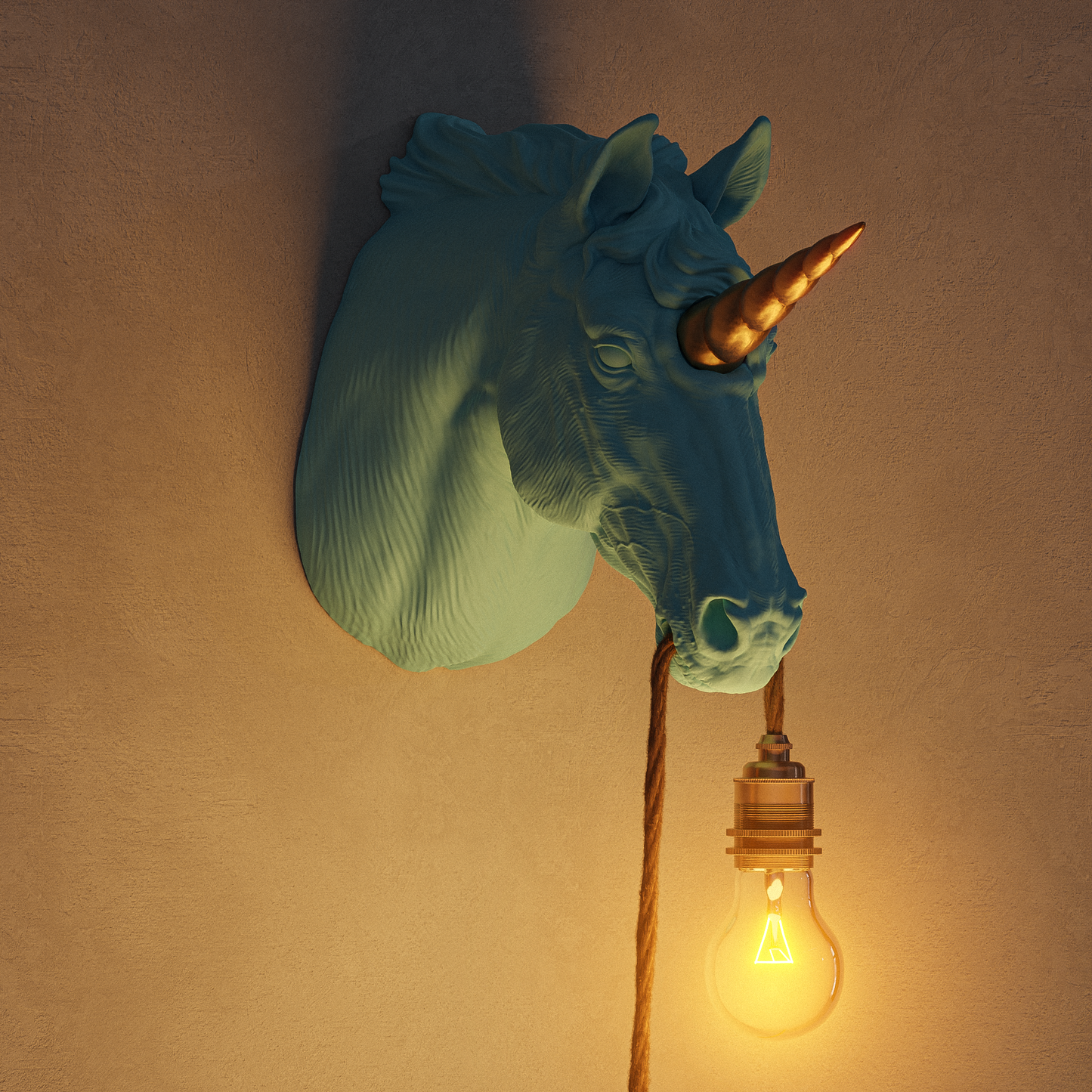 Lampada Unicorno Turchese/Oro