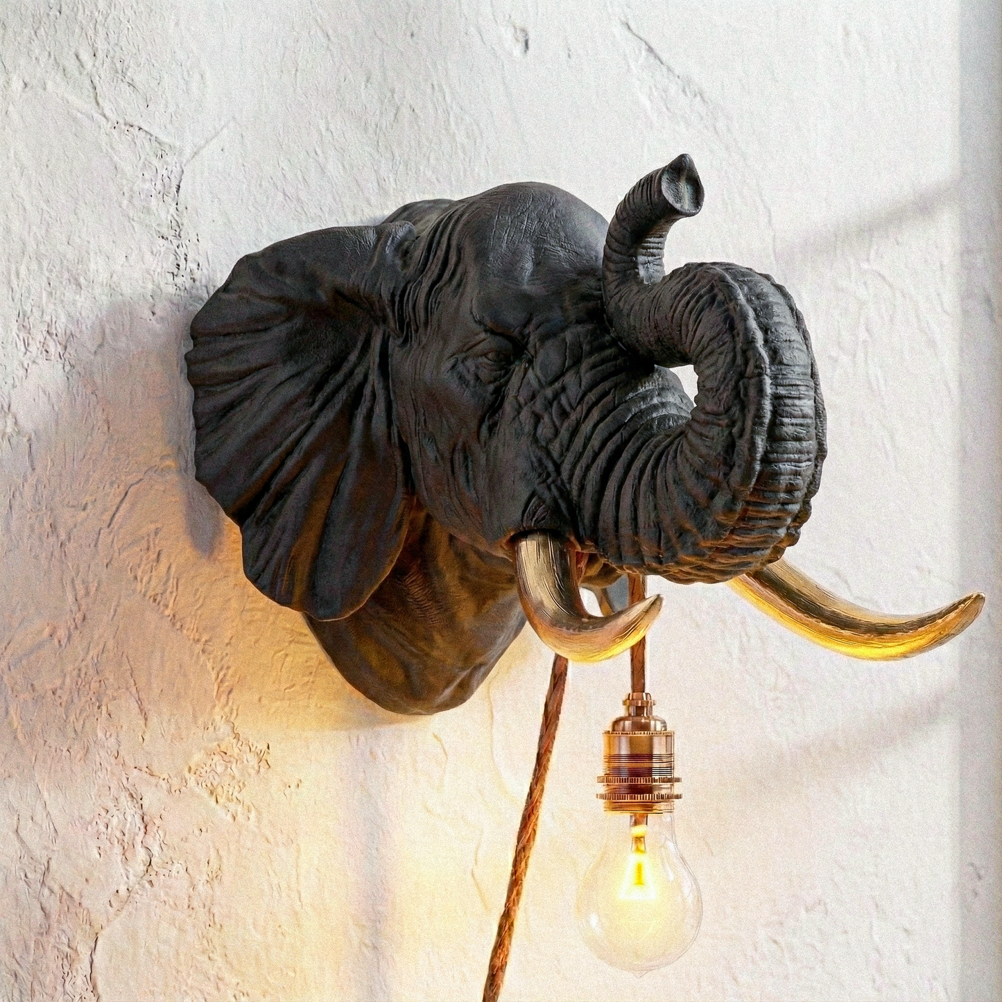 Black/Gold Elephant Lamp