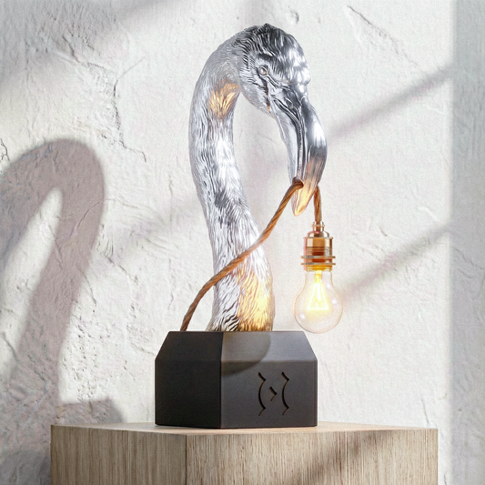 Lampada Fenicottero Argento/Nero