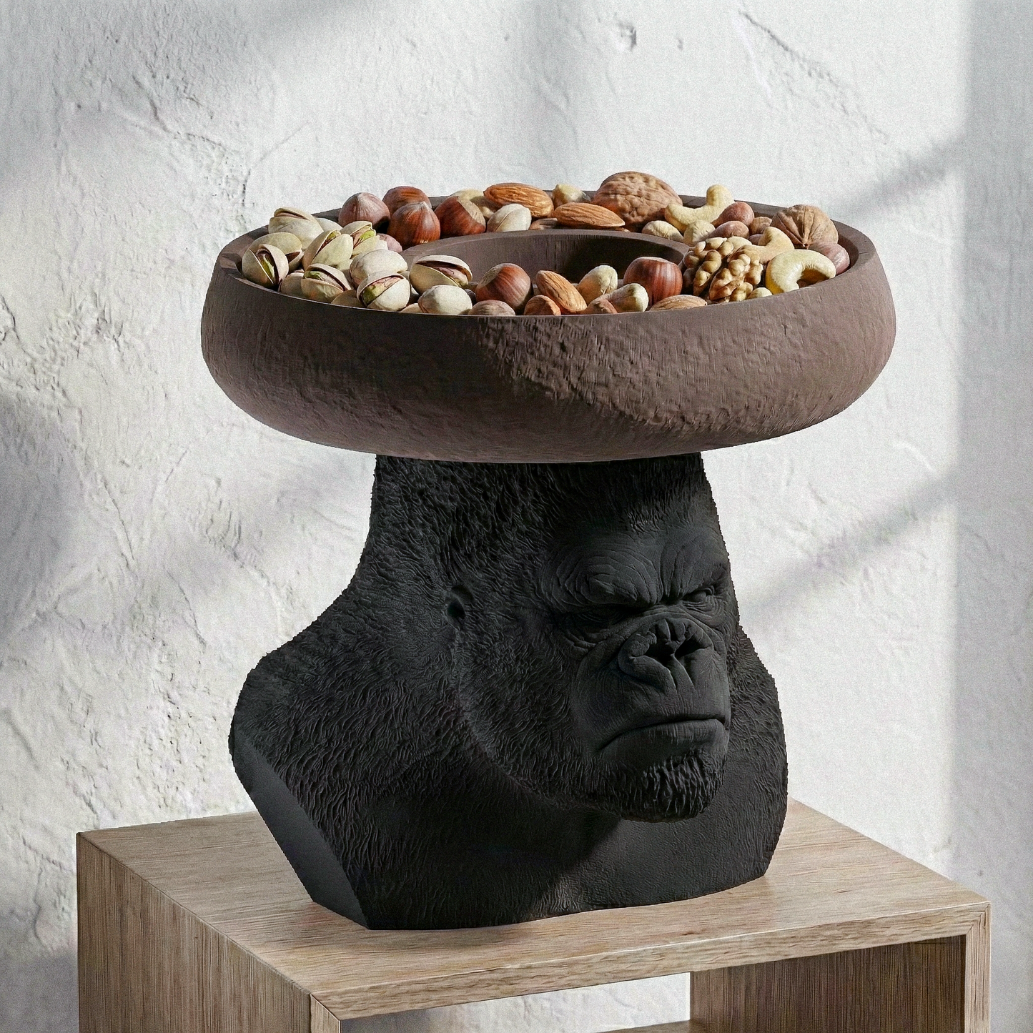 Gorilla Snack Holder Black/Sandalwood 30% Wood Fibers