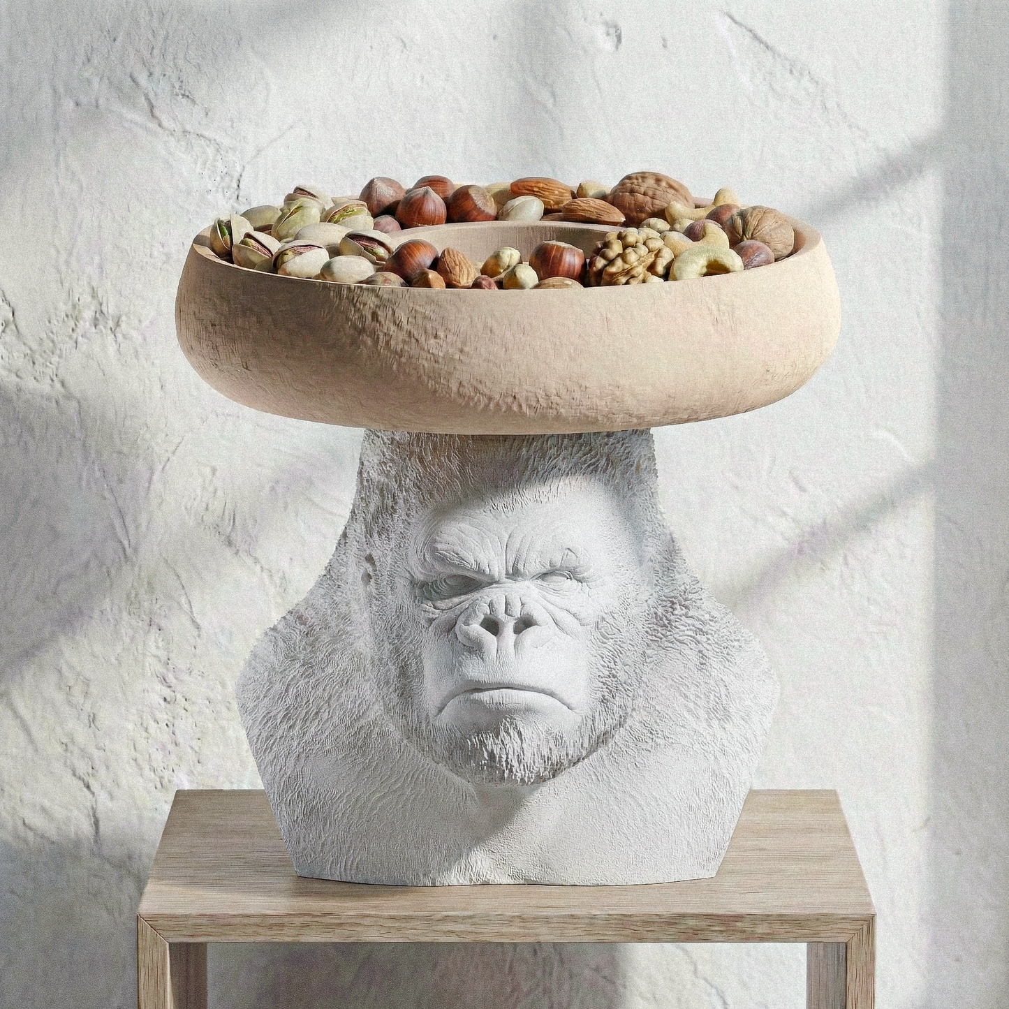 Snack Holder Gorilla Travertine/Oak 30% Wood Fibers