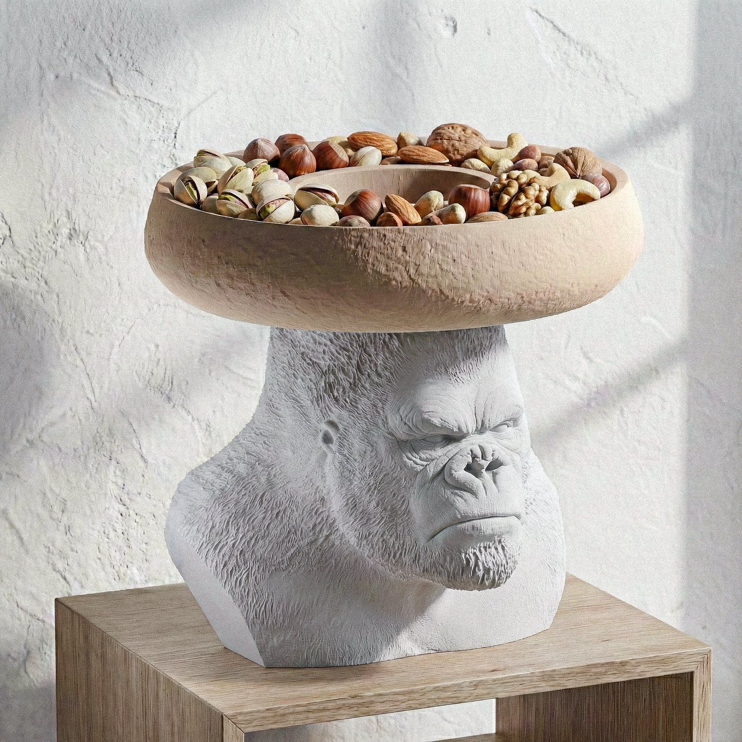 Snack Holder Gorilla Travertine/Oak 30% Wood Fibers