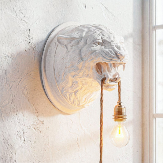 Travertine Leopard Lamp