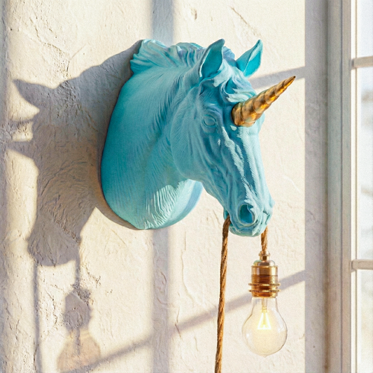 Turquoise/Gold Unicorn Lamp